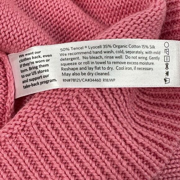 EILEEN FISHER Women’s Candy Pink Drop Shoulder Knit Tencel/Cotton Sweater Sz L - Picture 6 of 9